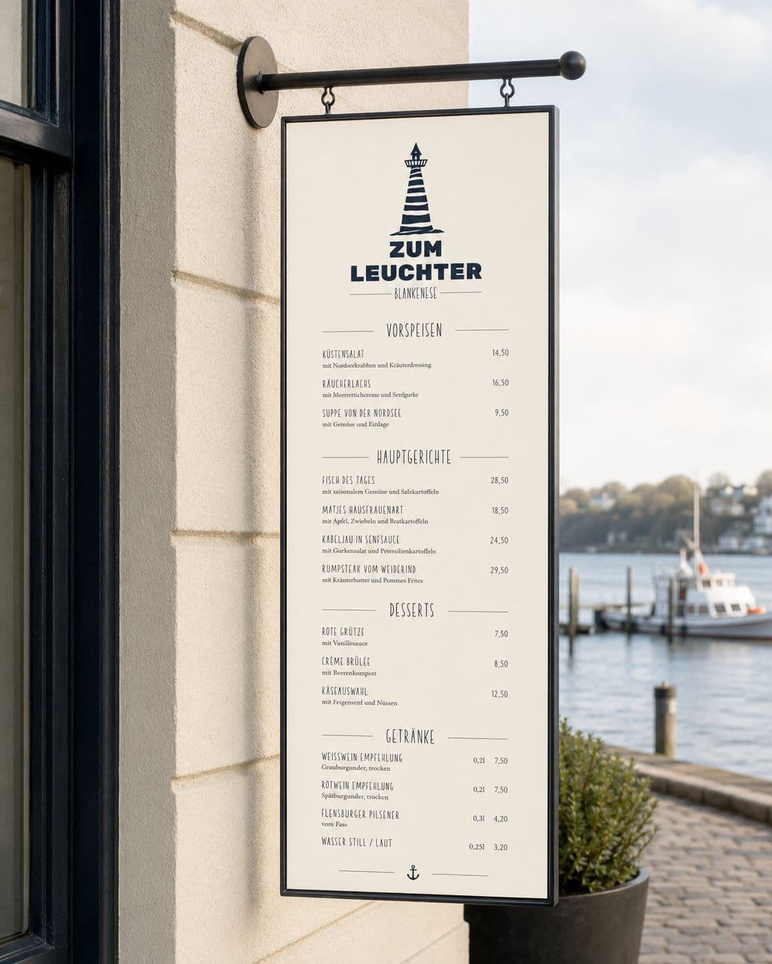 Speisekarten-Schild am Kiosk